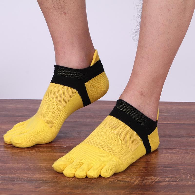 

Men s Summer Thin Low-Cut Cotton Five-Toe Socks One Size жёлтый