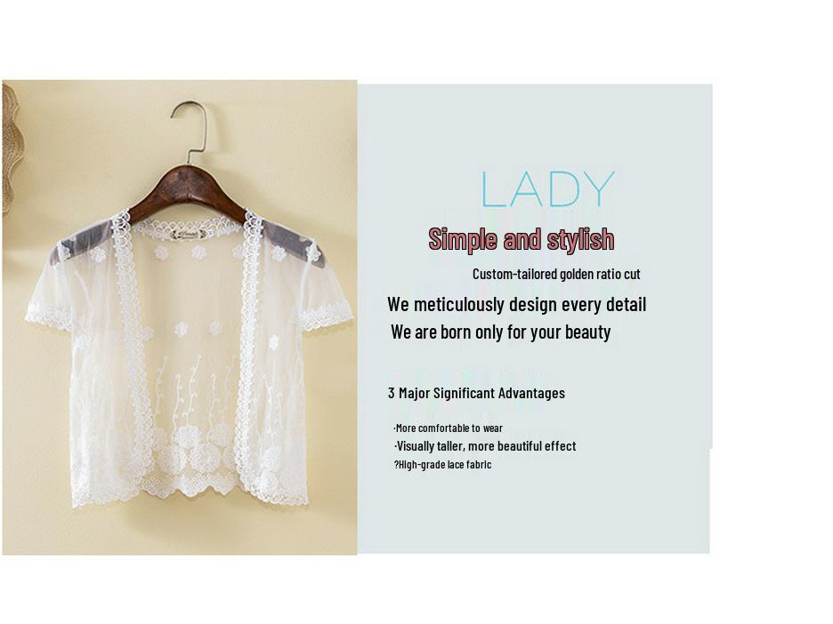Summer Lace Short Sleeve Bolero Cardigan Shawl