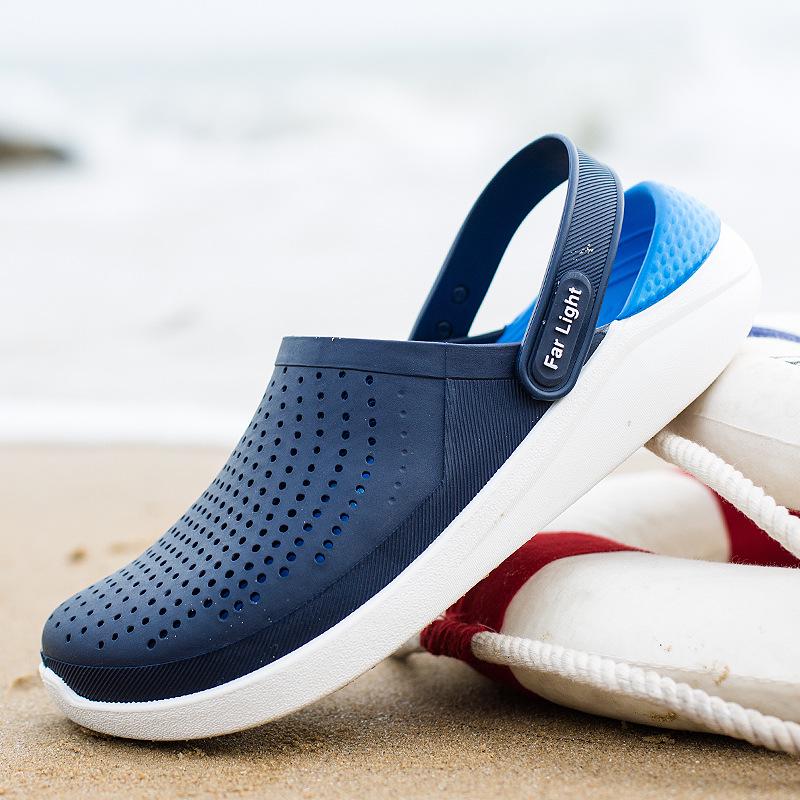 Men's Summer Non-Slip Breathable Hole Shoes: Soft-Soled Double-Use Sports Beach Sandals