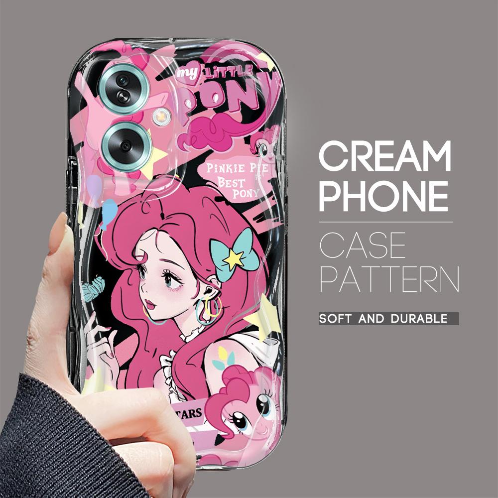 

Милый мультяшный узор, кремовая текстура, мягкий силиконовый чехол с волнистыми краями, чехол для телефона для OPPO Reno Realme OPPO F21 Pro 5G чёрный