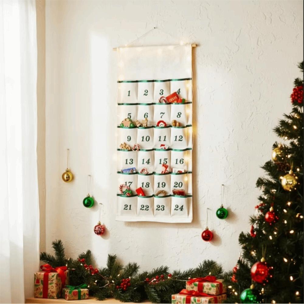 With 24 Pockets Christmas Wall Hanging Storage Pouch Numbered Countdown Storage Bag Dormitory