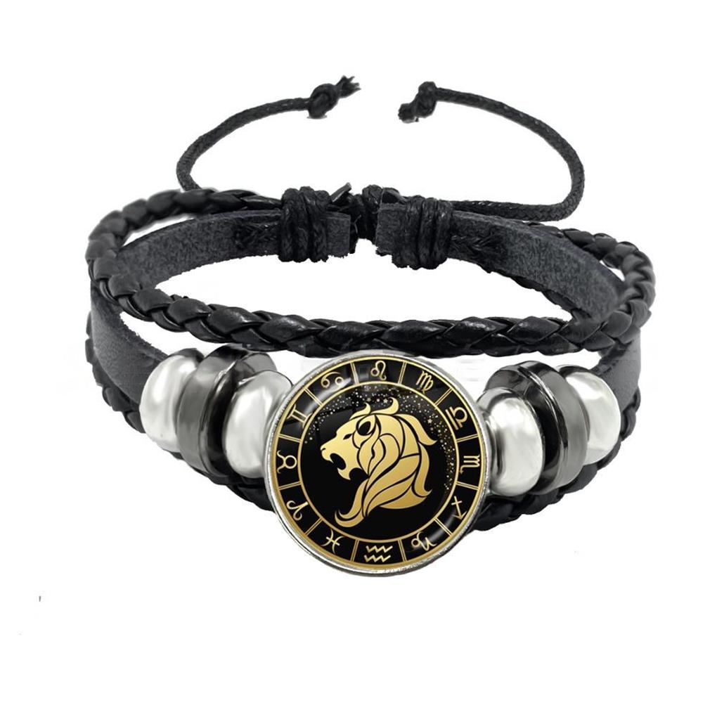 Black Retro Punk PU Bracelet Unisex Button Bracelet With Unique Symbol Materials Diverse Styles Gift
