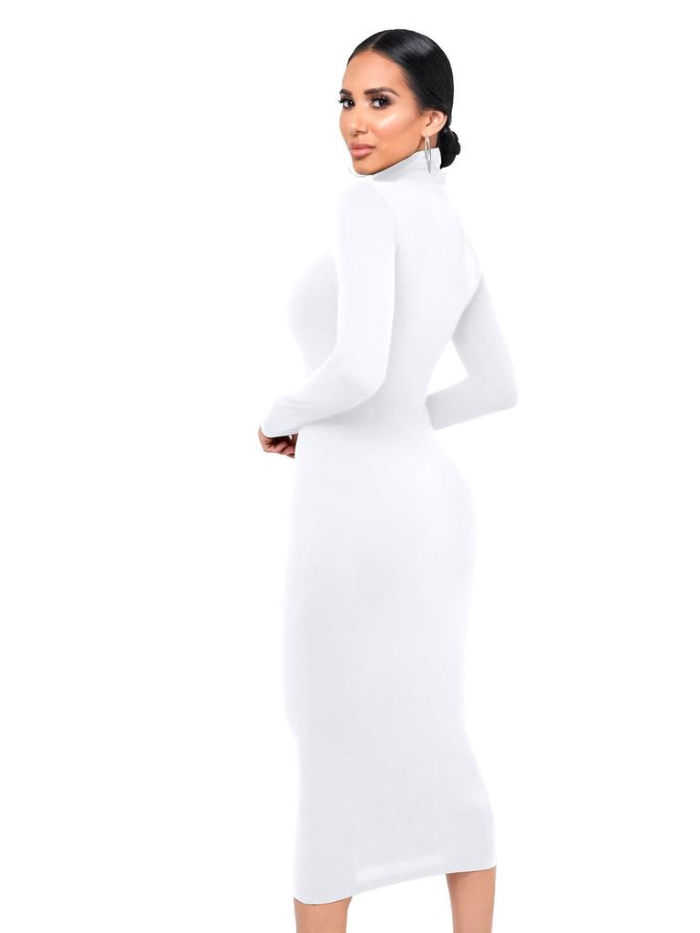 Jesienno-zimowa sukienka bodycon z polaru z wysokim dekoltem: Seksowny, Dopasowany krój