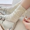 Women's Korean Style Cotton Bow Socks – Sweet 3D Heel, Long & Stacked for Autumn