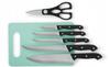 Set of 5 Kitchen Knives, 2 Scissors Boards