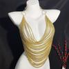 Multi-layer Gold Plated Chain Choker Necklace Retro Luxury Body Jewelry Stacking