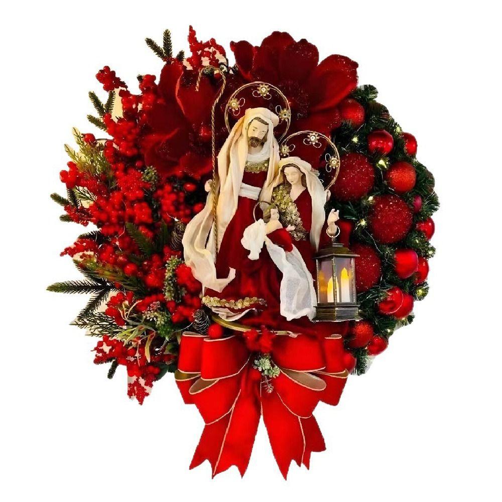 Weihnachtskranz aus Holz 2D Weihnachtsanhänger zum Aufhängen an der Tür Künstliche Girlande Frohe Weihnachten