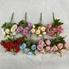 30cm Rose Pink Silk Peony Artificial Flowers Bouquet 5 Big Head and 4 Bud Cheap Fake Flowers for Home Wedding Decoration Indoor