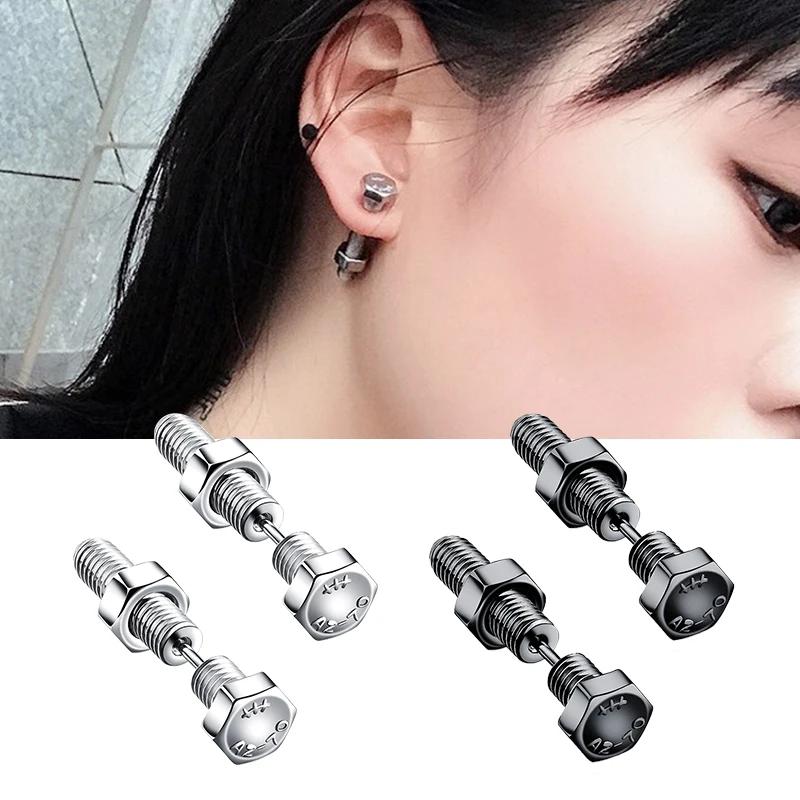2pz Nuovi Unisex Gotici Punk Rock Acciaio Inossidabile Vite Chiodo Piercing Borchie Orecchini Novità Gioielli Piercing Gioielli Piercing Rock