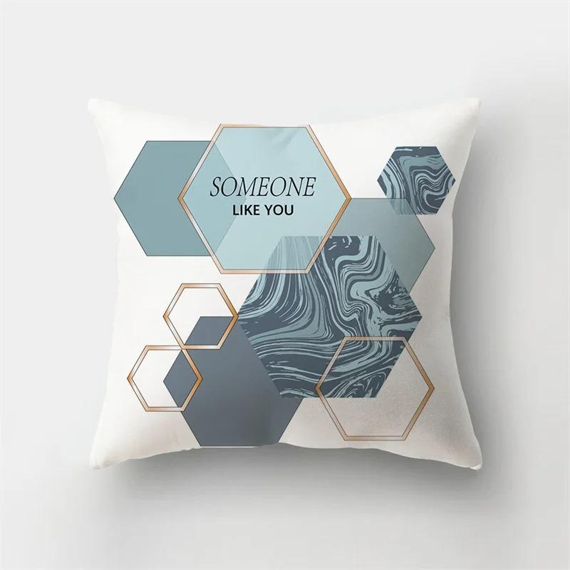 

Простая синяя наволочка с узором для офиса, гостиной, автомобиля, украшения для дома, наволочка 40x40cm