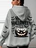 Happy Halloween Print Weird Pumpkin Pattern Hoodies for Women Men Long Sleeve Front Pocket Hooded Fall Halloween Hoodie Gifts
