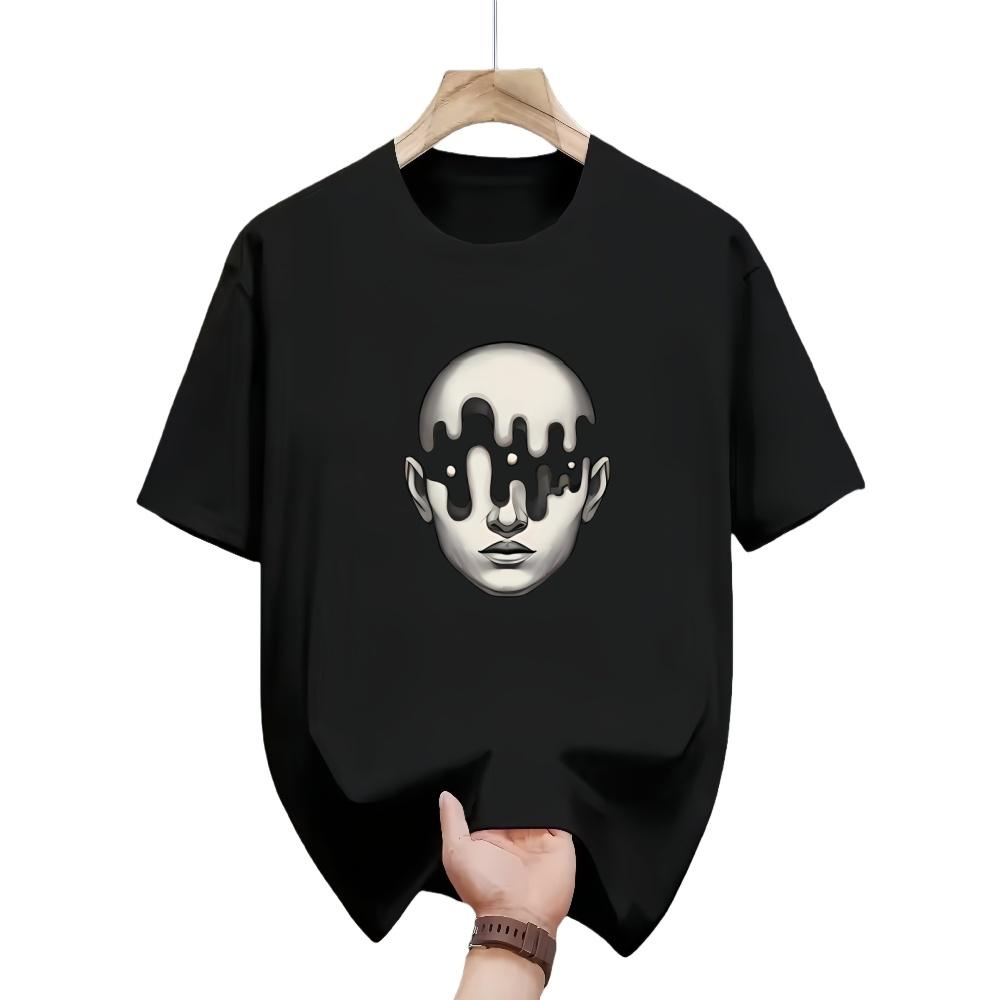 Mens Melting Face Graphic T Shirt Summer Soft Comfort Fit Oversized Daily Wear Tee
