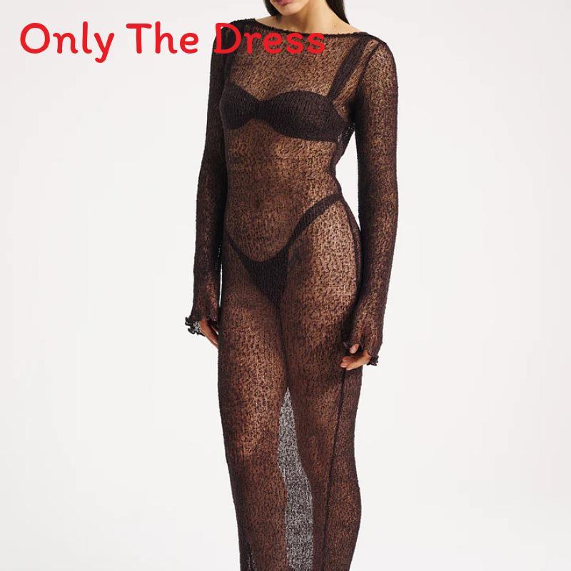 Sexay Knit Long Sleeve Dress With 3d Pattern For Nightclub And Beach Wear