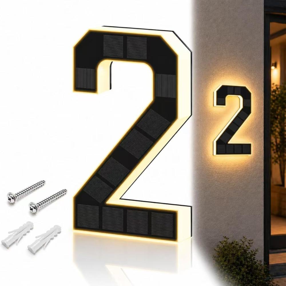 Solar Powered Solar House Numbers 6.7 Inch Size Lighted House Numbers  Home Exterior