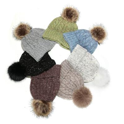 2025 Autumn and Winter Blended Wool Hat Outdoor Riding Warm Winter Hat Braid Hairball Knitted Hat Women