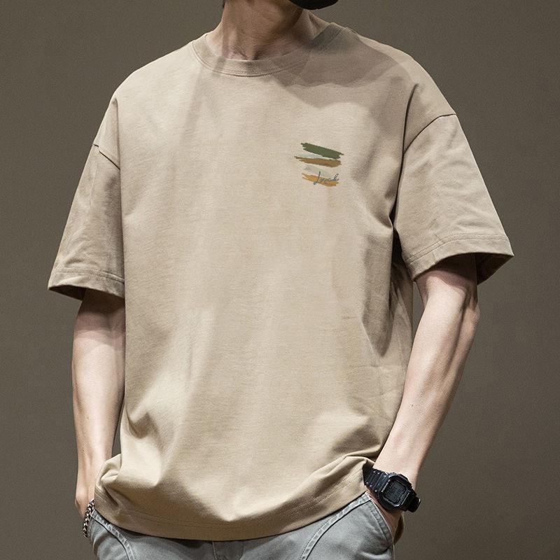 Minimalistická sportovní trička s potiskem, pánské bavlněné letní topy s krátkým rukávem