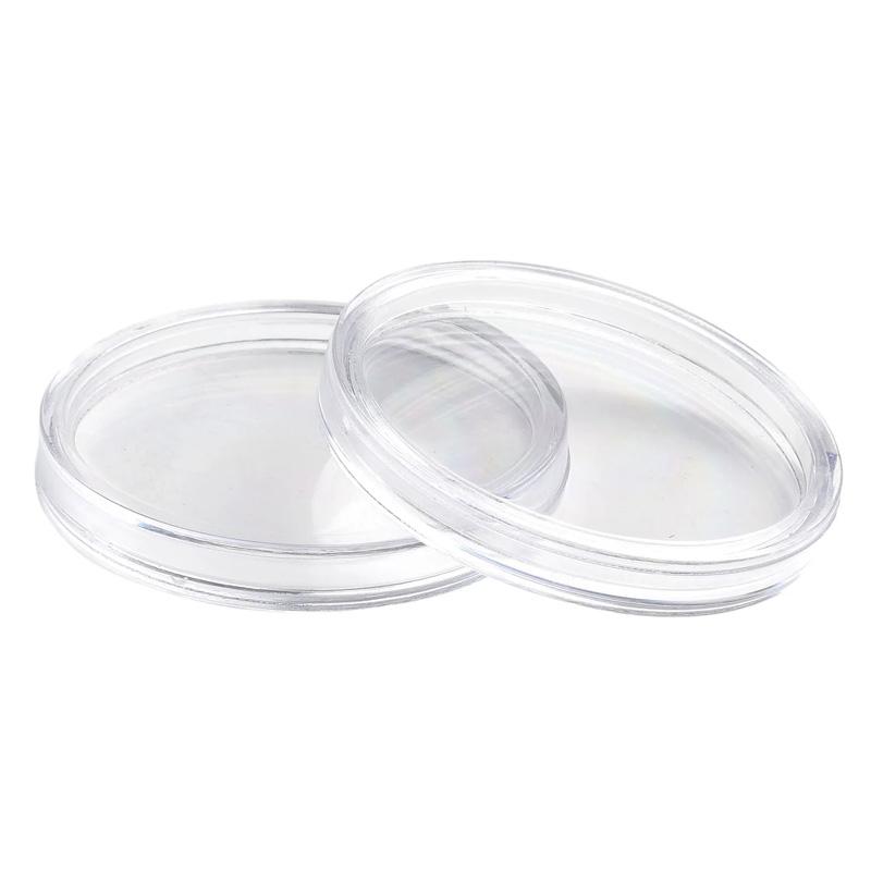 60Pcs/Set Double Buckle Design Round Coin Collection Holder Containers Capsule Professional PS Transparent Coin Storage Box