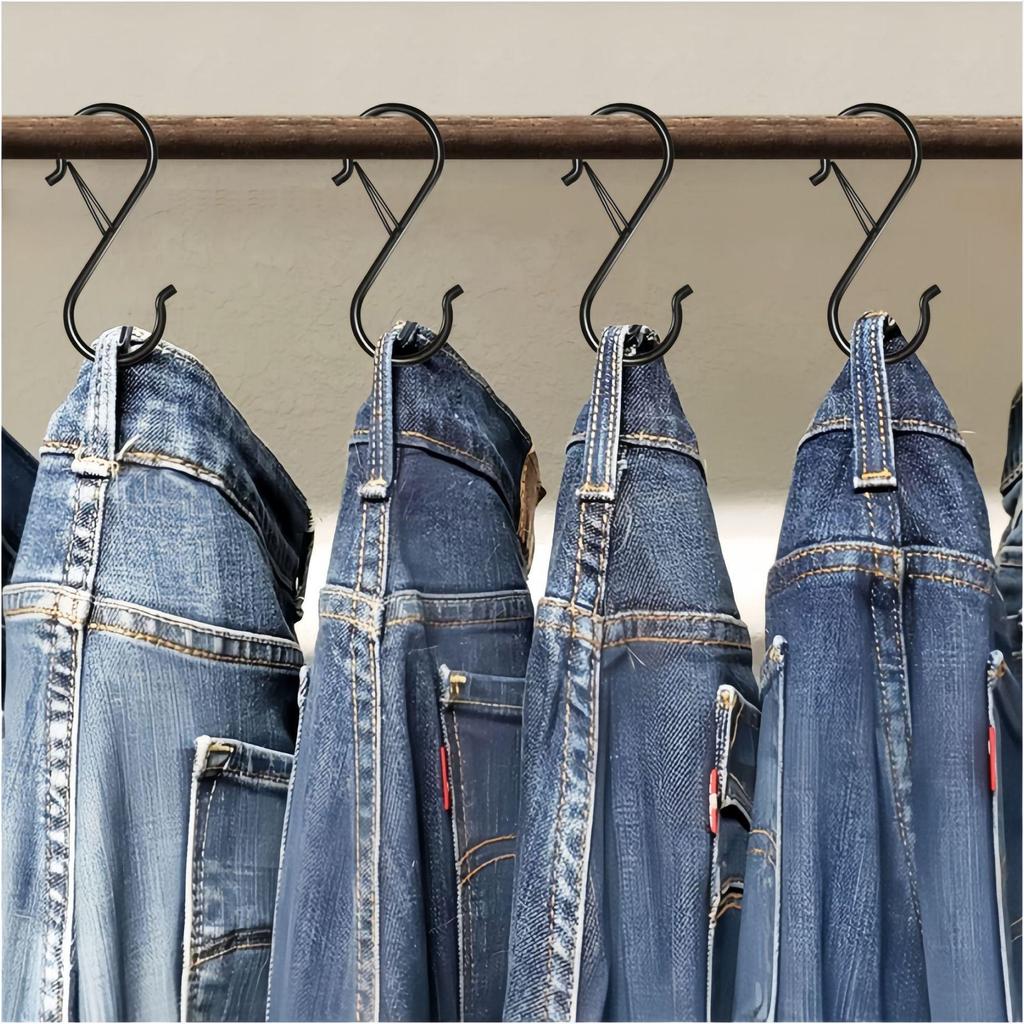 Windproof No-Punch S-Hooks for Bags, Hats & Wardrobes - Anti-Drop, Spring Buckle Storage Solution