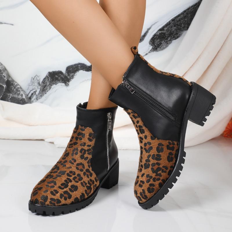 2024 Shoes Female Plus Size Ankle Women's Boots Concise Modern Boots Women Round Toe Mixed Colors Side Zip Med Heel Shoes Women