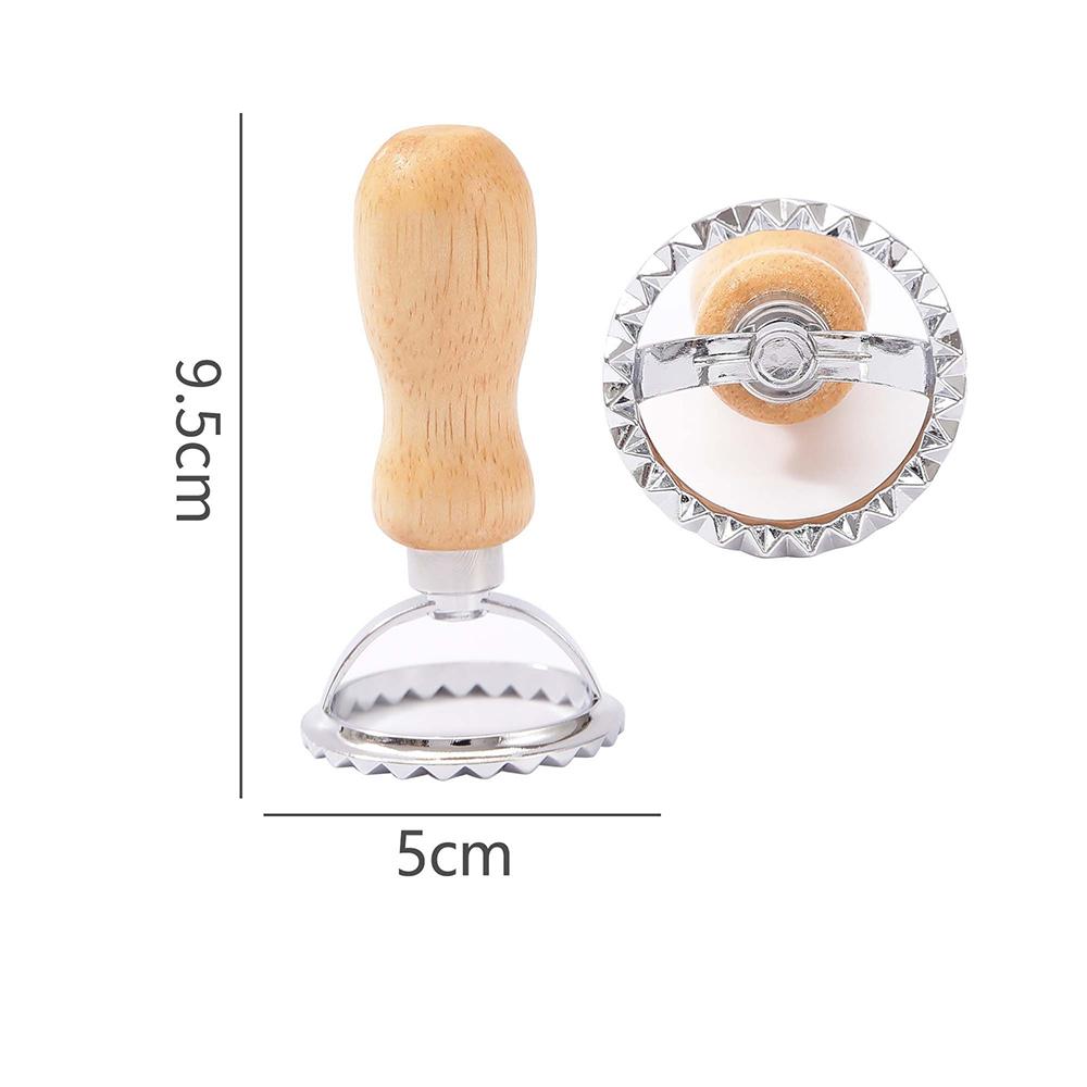 Cutter Stamp Set - Press Stamp with Reading Dough Cutter and Wooden Handle for Ravioli Maker Pasta Cutter Pasta