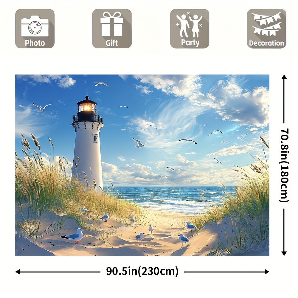 A Coastal Lighthouse Tapestry: Bring the Beauty of the Seaside into Your Home with This Stunning Wall Art Featuring a Majestic