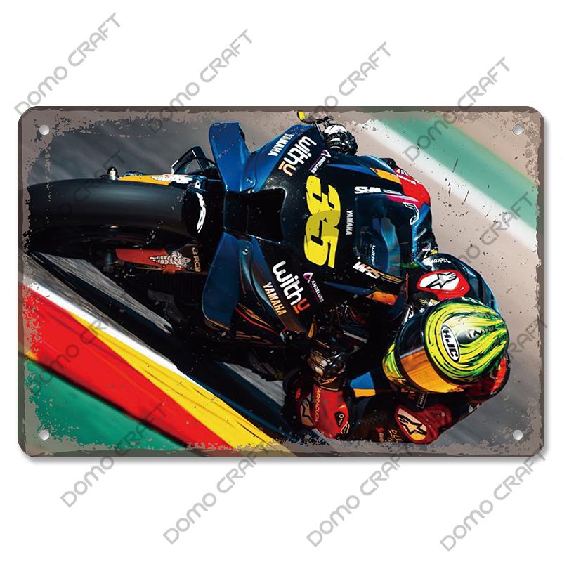 Motorcycle Racing Poster Vintage Metal Plate Racer Athlete Metal Tin Signs Retro Wall Decor Club Pub Bar Man Cave