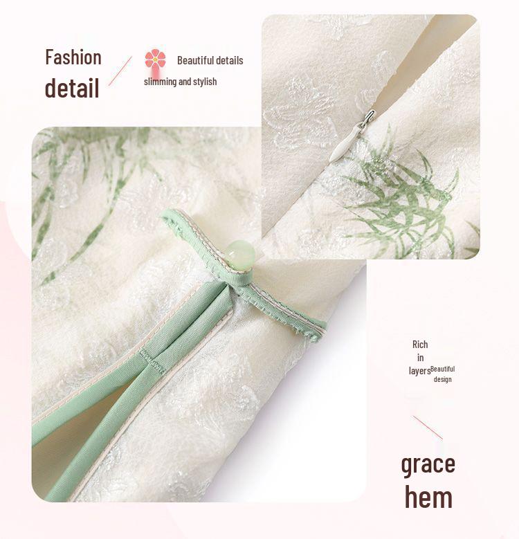 Mid-length Summer Printed Cheongsam for Middle-aged Women