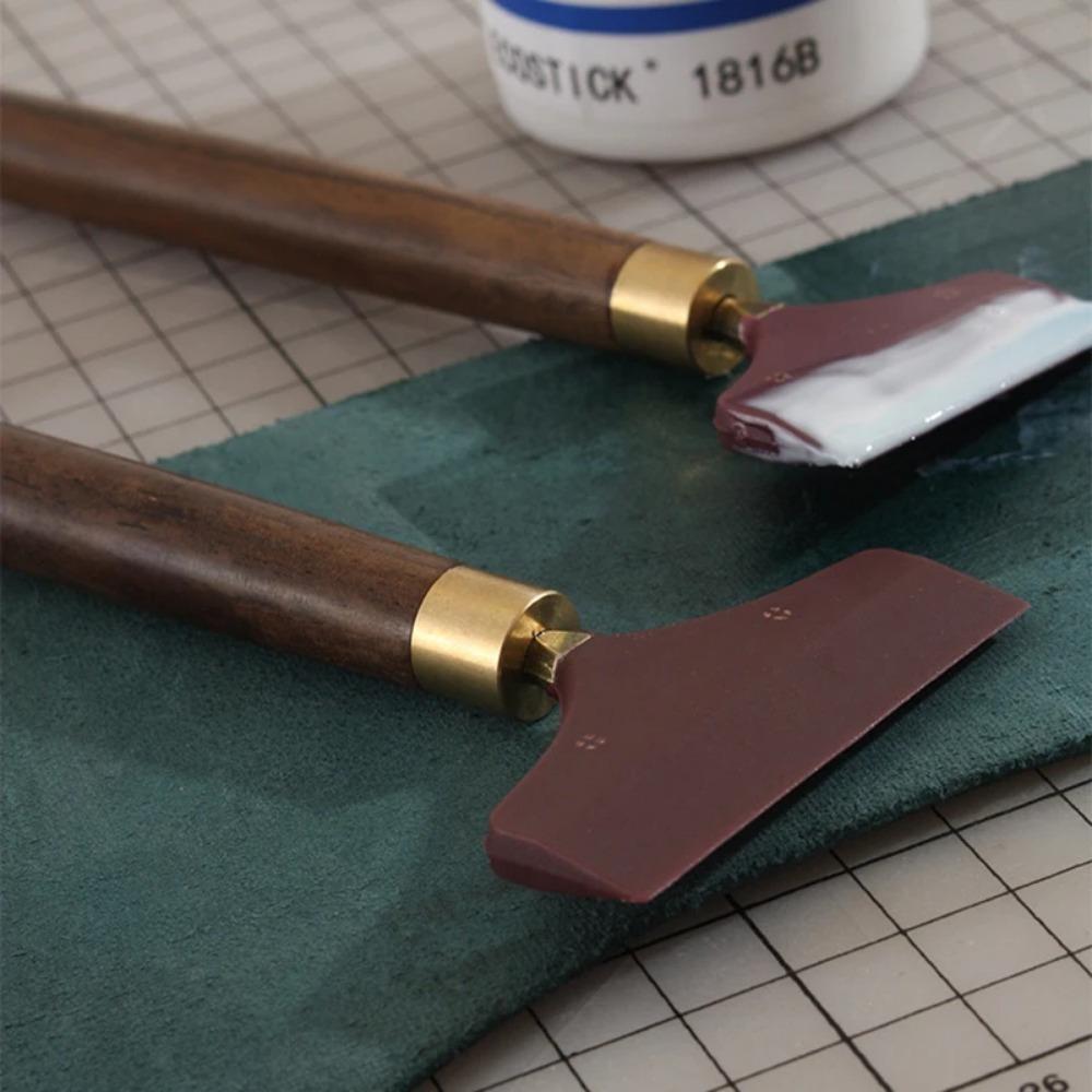 1Pc Practical Leather Gluing Tool Sandalwood Handle DIY Handcraft Glue Application Tools For Leathercraft Handmade