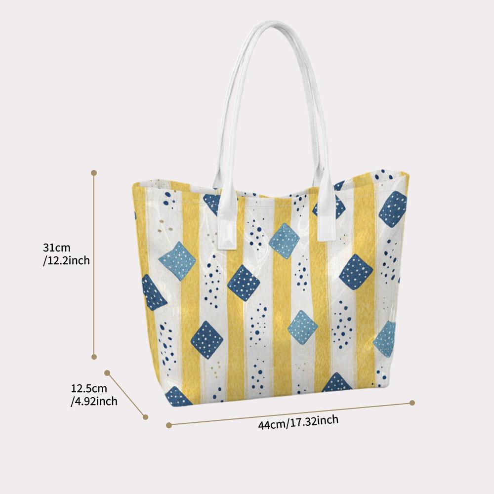 Cute Geometric Pattern Tote Bag Fashion Versatile Daily Use Shopping Shoulder Handbag