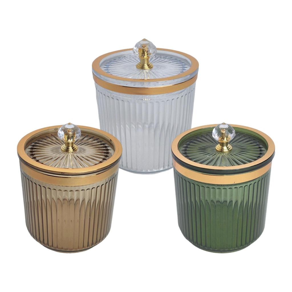 Qtip Dispenser Container with Lid Dustproof Makeup Pads for Countertop Vanity