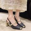 New Guofeng Mary Jane Women's Shoes 2025 Summer New Versatile Square Head Thick Heel One-word Shoe with Shallow Mouth Xiaoxiangfeng Single Shoes