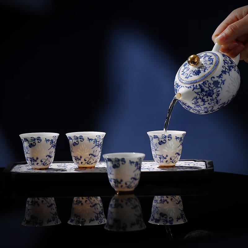 

Yihu De Blue & White Lotus Pottery Tea Set