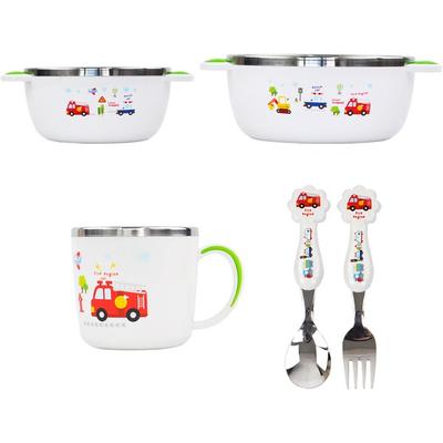 Vroom Vroom 5-piece Baby Tableware Set No. 1, White, Air + Bowl + Cup + Spoon + Fork, Popular Korean Parenting Items