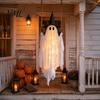 Halloween Party Prop for Trees Hanging Swing Ghost Decoration with Witch Hat, Spooky Outdoor Decor Seasonal Festive Yard Ornament String Light