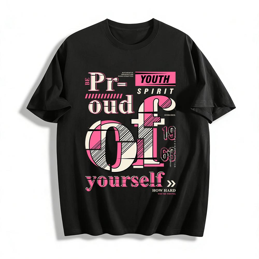 

City Print Casual Top Retro Street Style Loose Crewneck T-Shirt 6XL