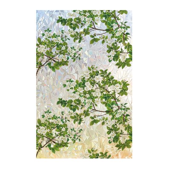 

Stained Glass Window Film Rainbow Floral Window Privacy Film Decorative Sun Blocking Static Glass Clings for Home Door Window 120cm J