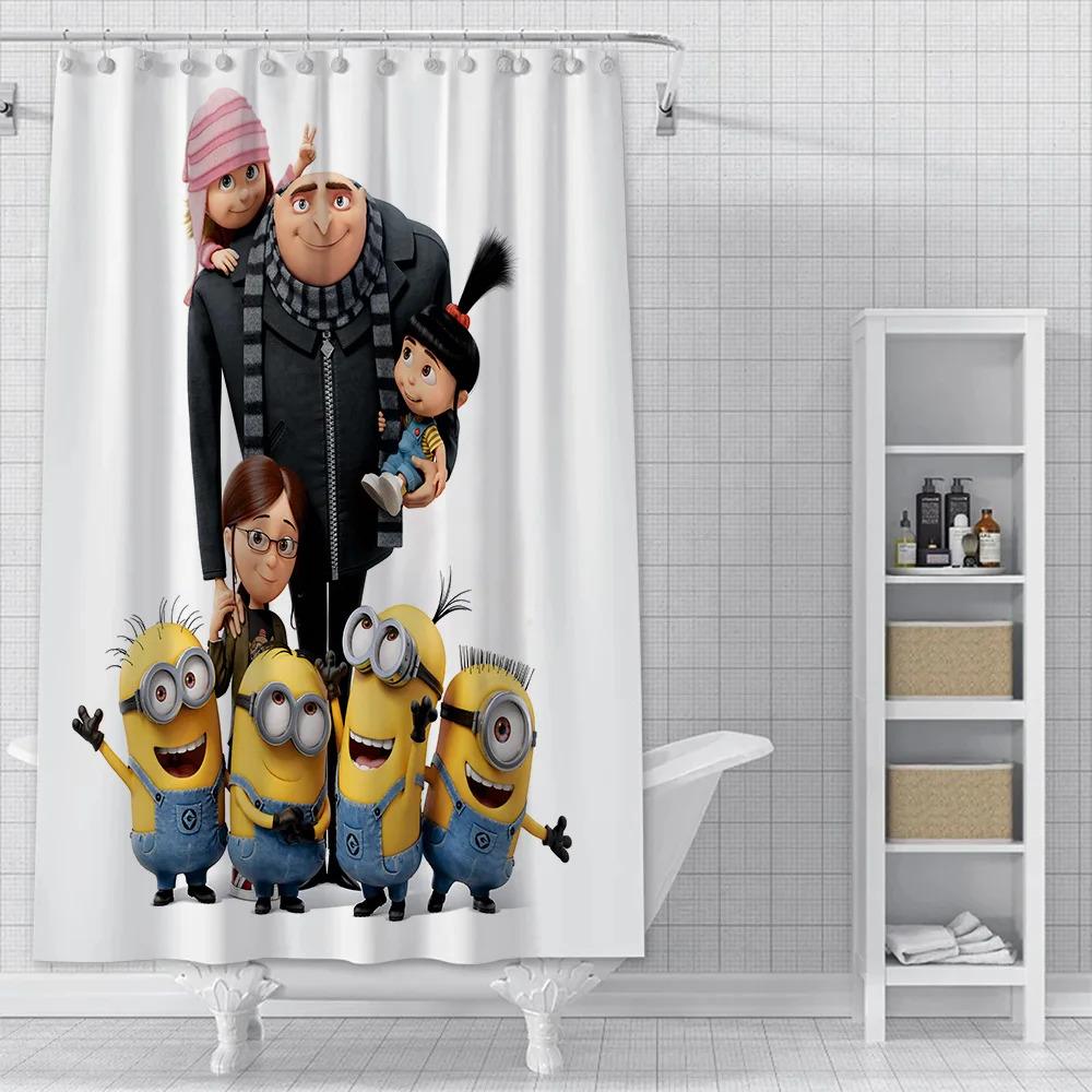 JDJ32Hot S-Minions Cartoon Shower Curtain Waterproof Polyester Fabric Paint Colorful Bath Curtains Home Bathroom Curtain Wit3M