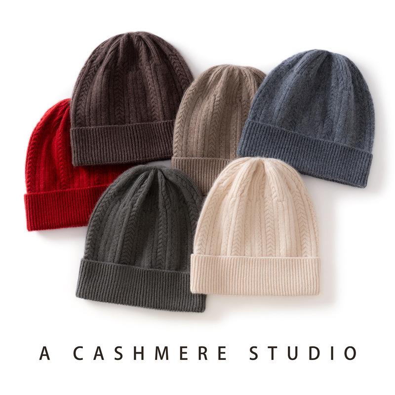 Cashmere hats for men and women's new autumn and winter wool hats, thickened and cold-proof knitted cold hats in winter
