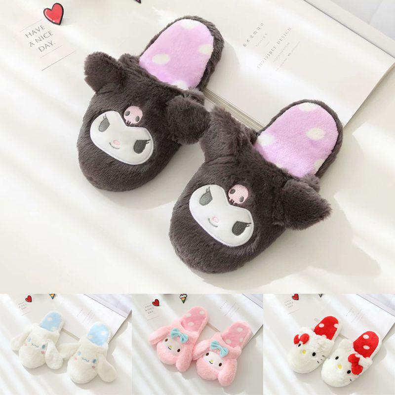 Cozy Kuromi My Melody Warm Indoor Slippers Shoes With Soft Furry Texture