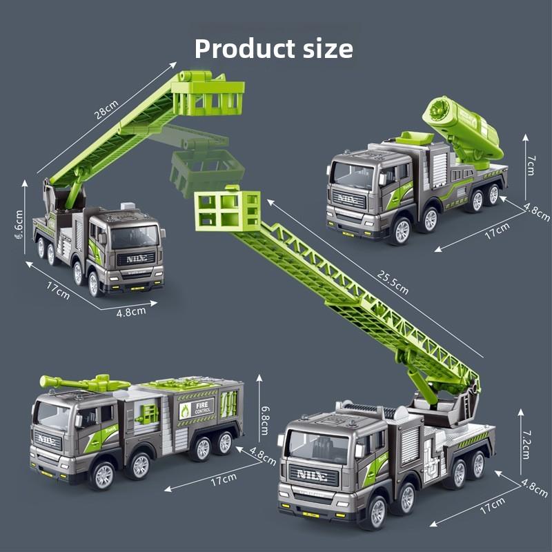 Rescue Simulation Alloy Fire Truck Children Inertia Car Toy Extensible Ladde