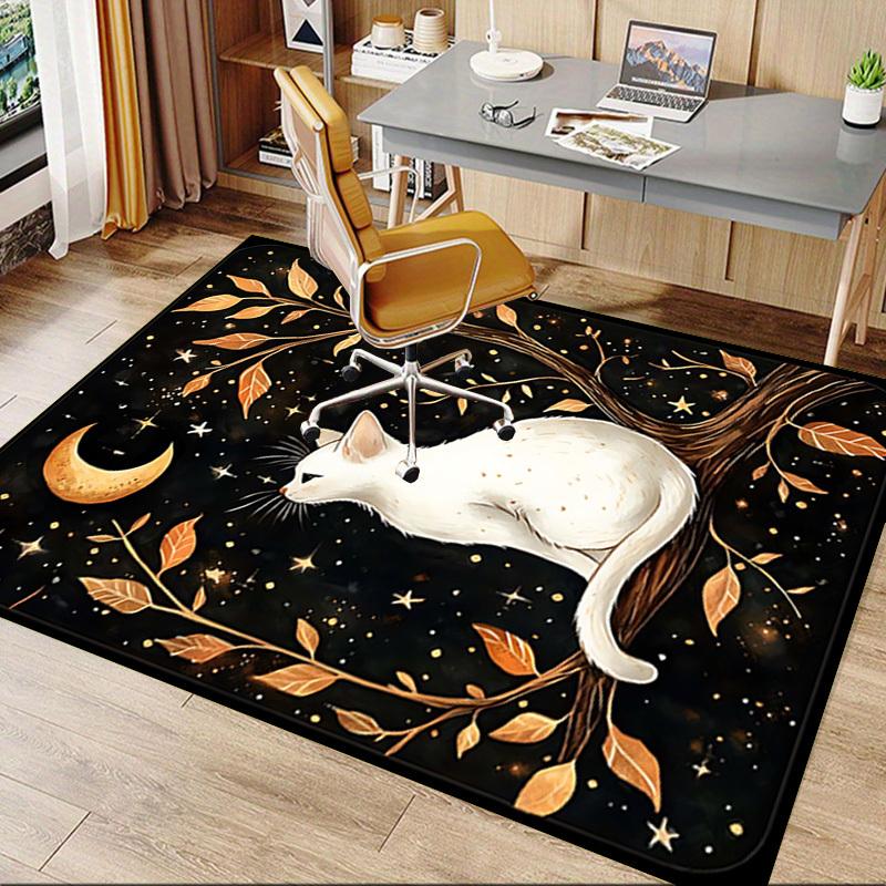 1pc cat moon Carpet Anti Slip Polyester Floor Mat for office.Bedroom