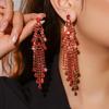 High-end Luxury Hollow Crystal Earrings, Long Fringed Stud Earrings, Earrings.