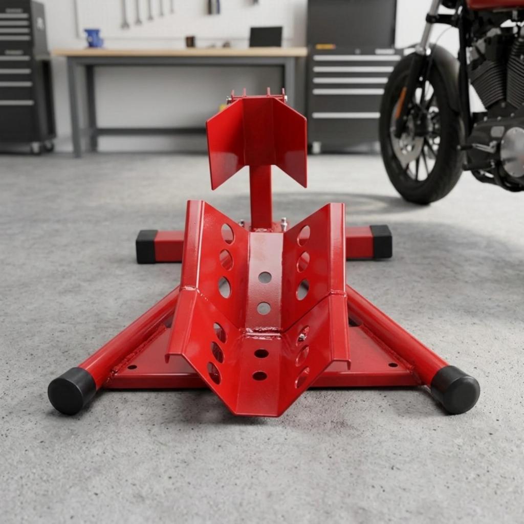 Motorcycle Front Wheel Stand Adjustable Holes Garage Equipment Heavy Duty