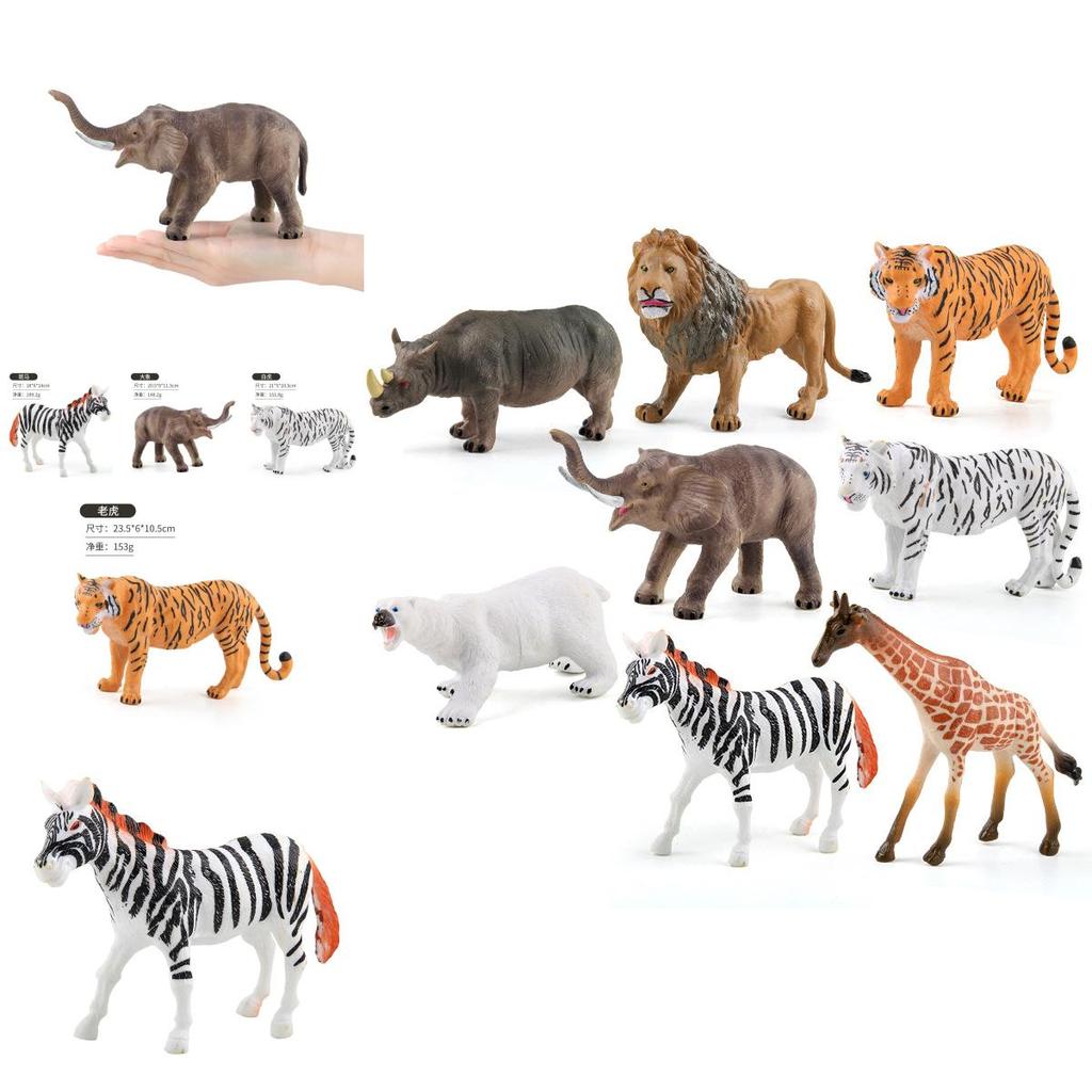 Realistic Pvc Forest Animal Model Set Featuring Elephant Tiger Lion For Kids Learning