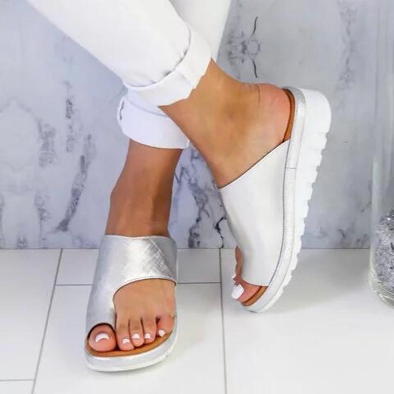 2021 Summer Plus Size Women s Casual Toe Ring Slippers 35 белый