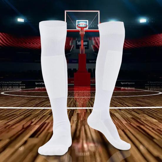 1 Pair Sports Socks Knee High Stretchy Moisture Wicking Terry Non-slip Foot Protection Thickened Men Women Football Fencing Stockings for Outdoor