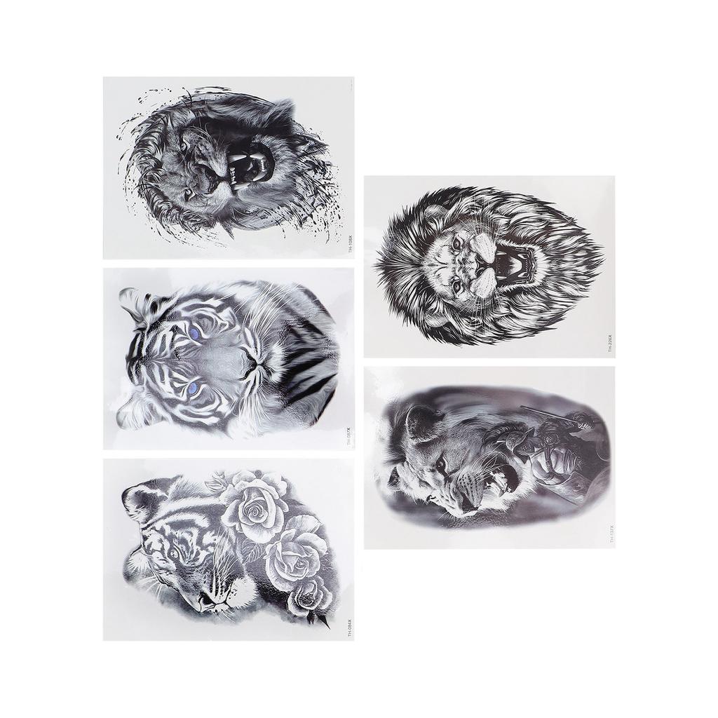 5 Sheet Animal Pattern Temporary Tattoo Sticker Men Waterproof Tattoo Sticker Accessory