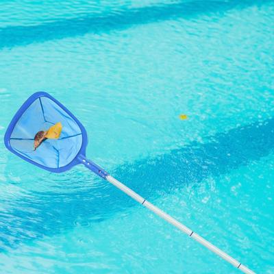 Pool Skimmer Rake with Adjustable Pole Fine Mesh Pool Leaf Catcher Detachable Leaf Net for Cleaning Pools Spas Hot Tubs Fountains
