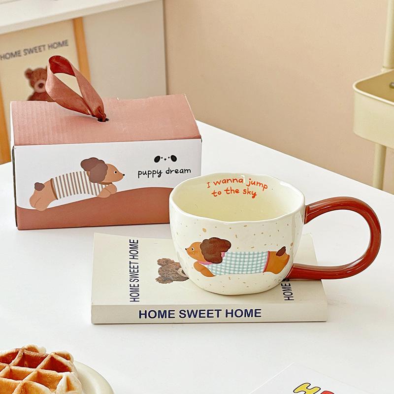 

Кружка для завтрака Милая керамическая кружка Креативная бытовая чашка для воды Высококлассная офисная чашка для молока и кофе About 300ml