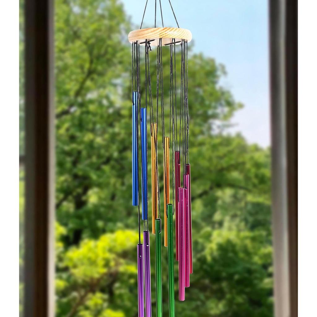 Wind Chimes for Home Décor – Positive Energy Decoration for Living Room, Bedroom, Multicolor 12-Pipe
